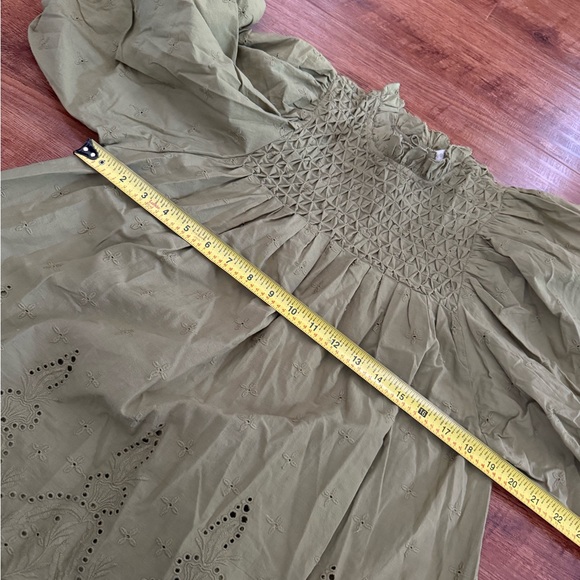 Love the label olive green mock neck blouse- Small - Picture 6 of 10